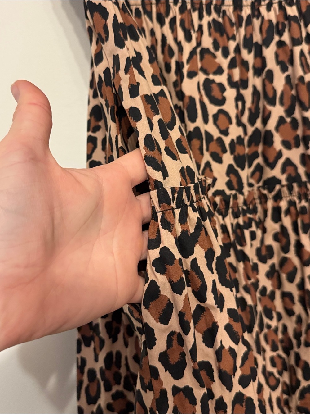 Kate Spade Spotted Leopard Blaire Midi Dress Smocked Waist Tiered Cotton Size M - Picture 4 of 9